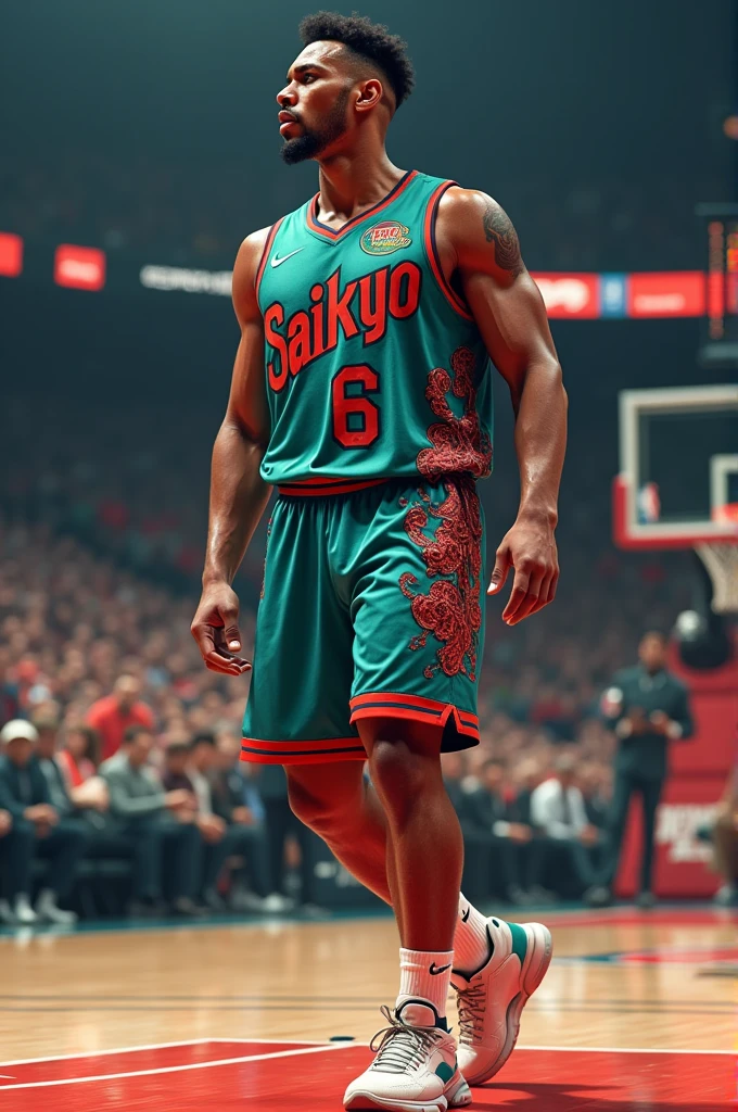basketball jersey SAIKYO with teal and red color design