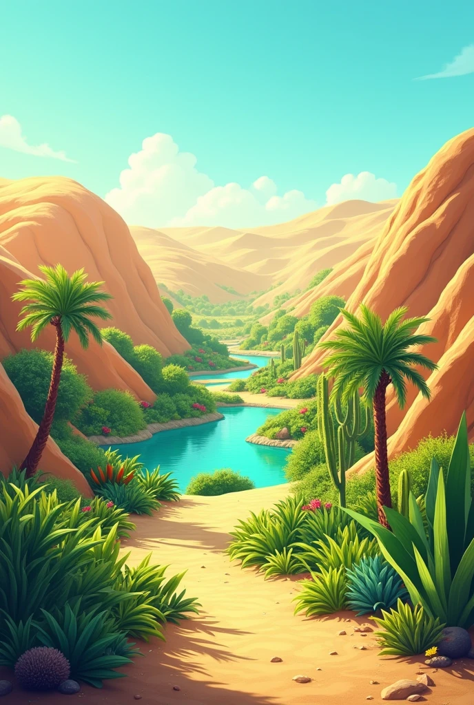 Desert with green plants