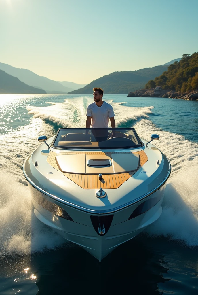 Messi is driving a big boat