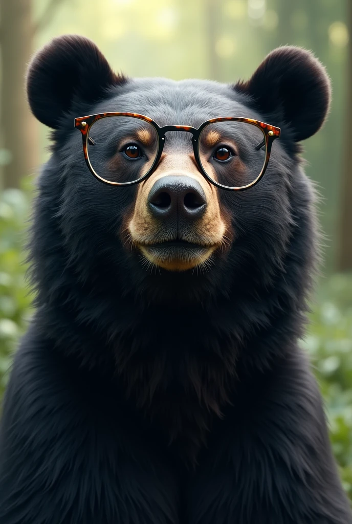 Taiwanese black bear wearing glasses