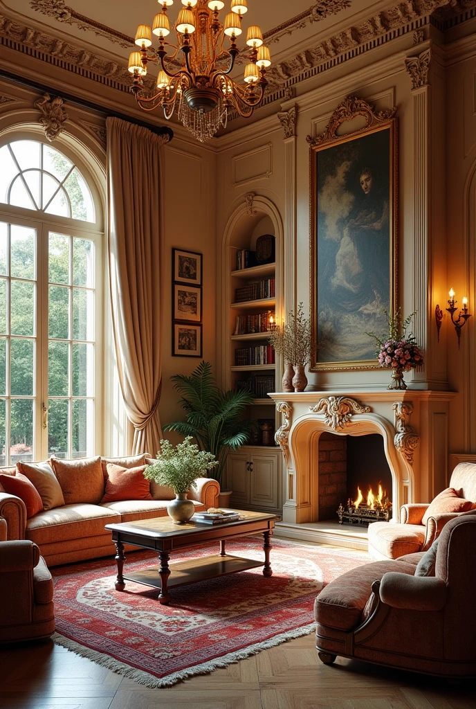 European villa living room