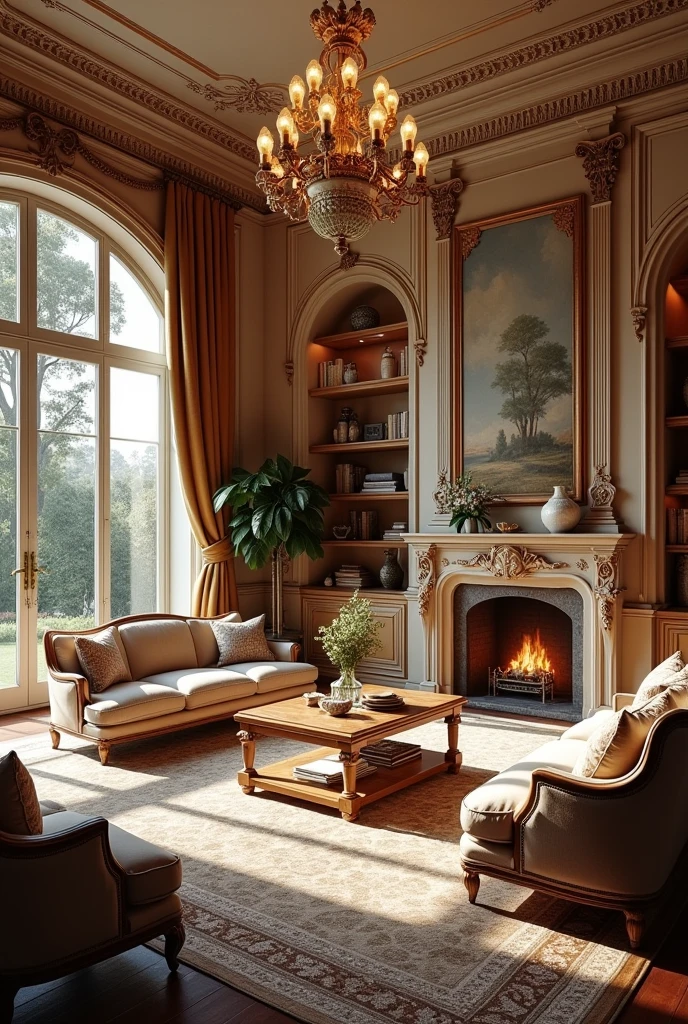 European villa living room