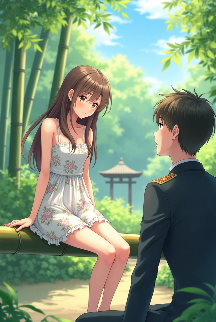 Japan female, 2, smile,Brown long hair ,,girlの模様の白いミニドレス ,With his superior officer sitting on a bamboo pole ,,garden ,High resolution,girl,porn,Bondage porn,Cute girl,Slender body,小さなbreast,Kneading,To reduce breast size,Tortoiseshell binding,Binding behind your back,minimum,Small breasts,Dying expression,M-shaped legs,Spreading one's legs wide,Painful expression,breast,Areola,tits,