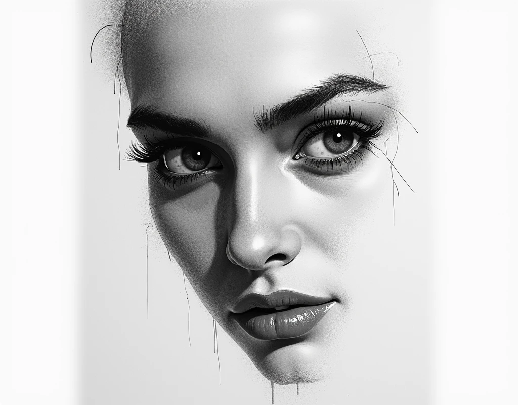 portrait , Create a conceptual, professional, expressive and quick simplified charcoal sketch, intricate details. Emphasize dynamic and strong strokes, lines and shadows, to create a convincing image, conveying a clear theme or idea with minimal fuss, but impressive approach Intricate line drawings