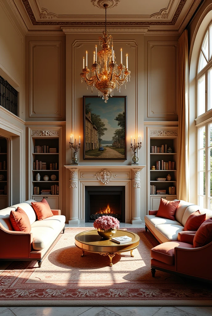 European villa living room