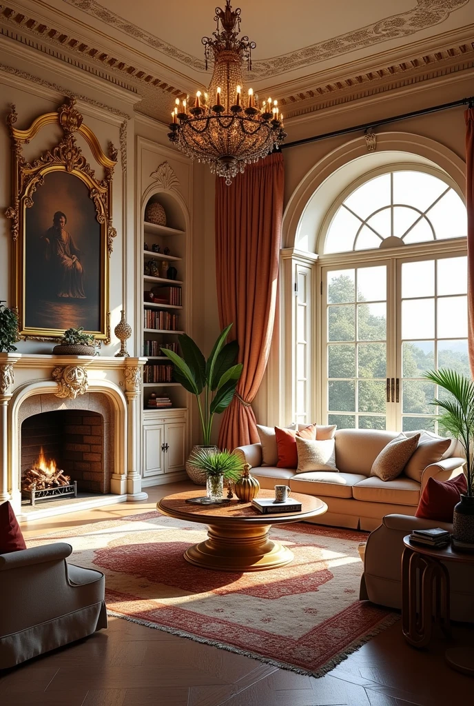 European villa living room