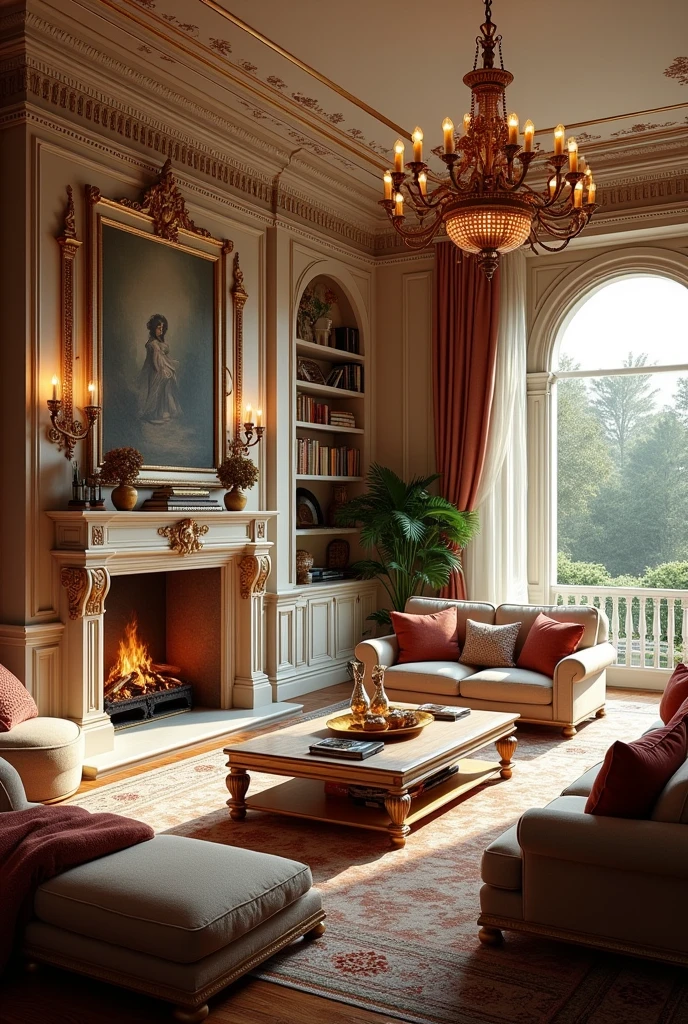 European villa living room