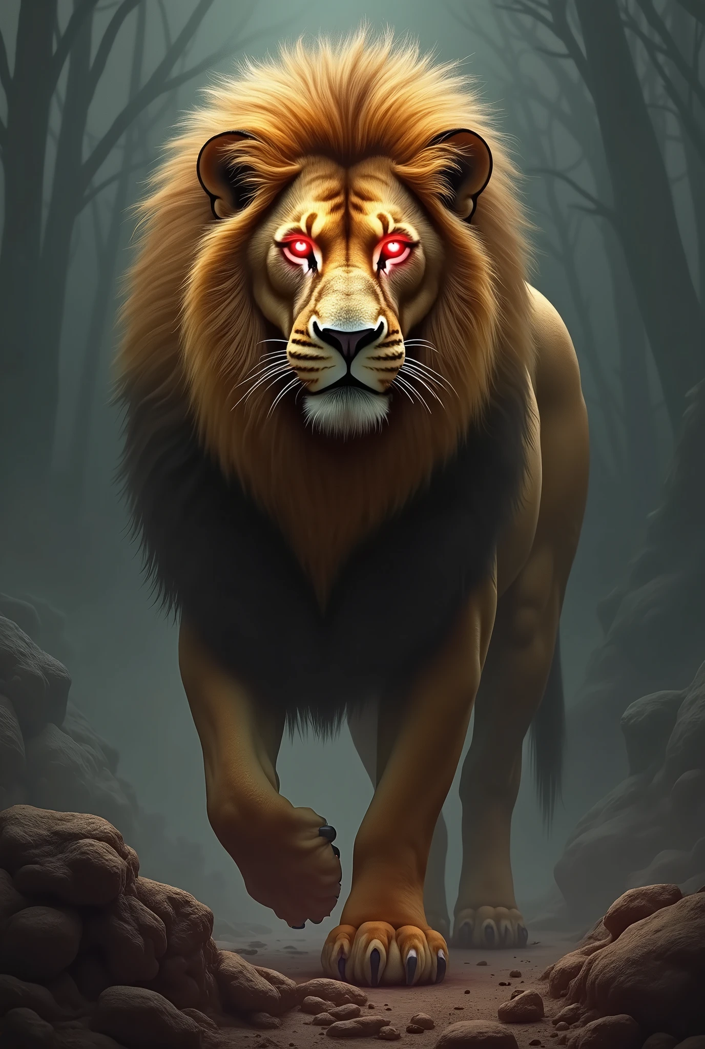 Lion with red eyes
