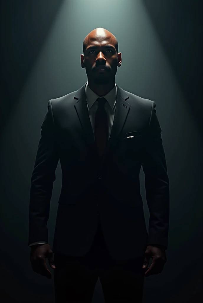 Poster for a theatrical show with a black actor,bald and tall

