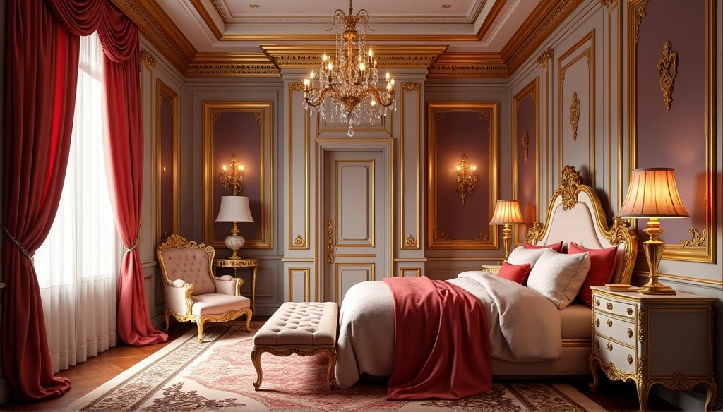 (professional 3d rendering:1.3) af (Actual:1.3) world's best artwork, (((full interior for the most luxurious royal style bedroom)), 8k unified rendering, lighting very good light, bold shading, Detail, extremely detailed, (vibrant, photo-realistic, Realistic, Sharp focus, 8K) , (Very detailed:1.4), Digital painting, rendering by octane, art station, concept-art, smooth, Sharp focus, illustration, (Global lighting, Studio light, volumetric lighting), art station