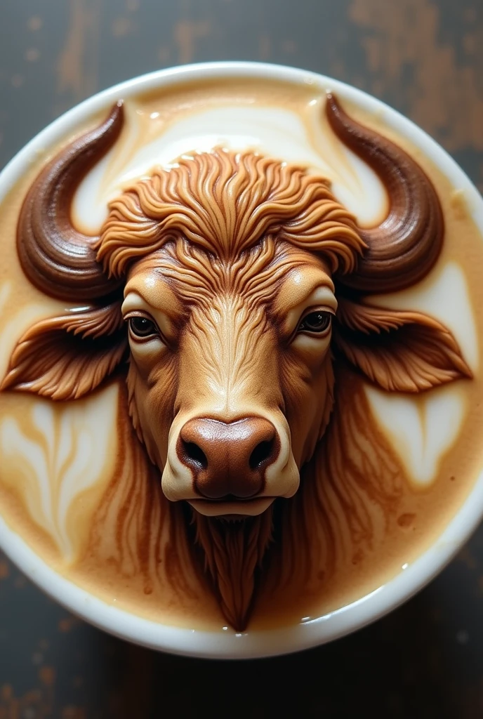 Buffalo face of latte art