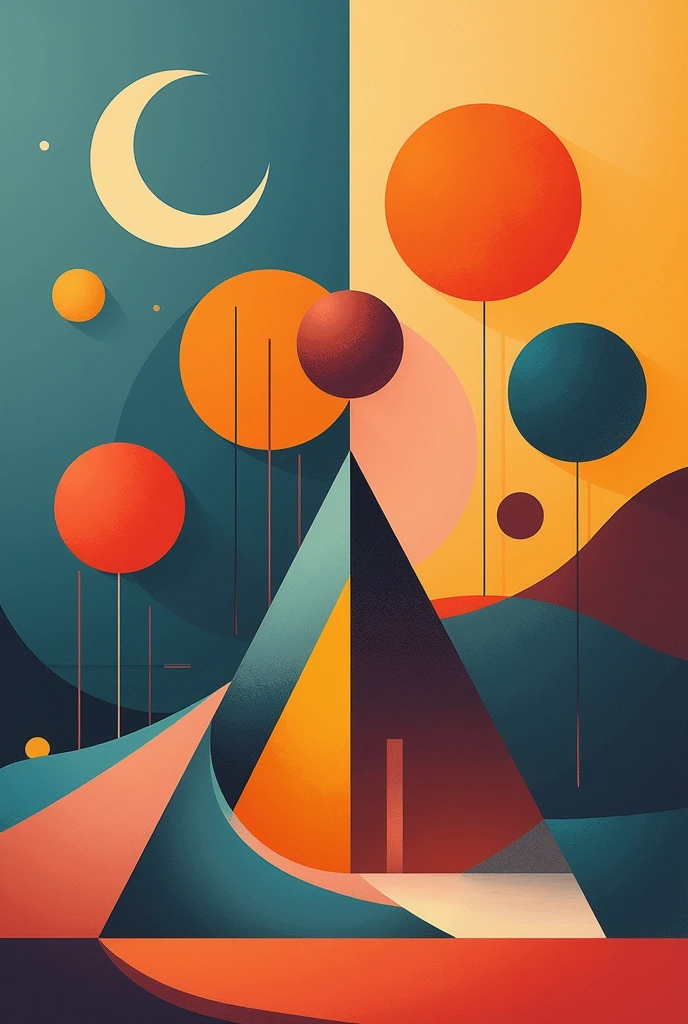 Seven types of composition based on paintings, circles and triangles visually