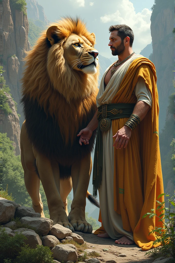 Man with lion