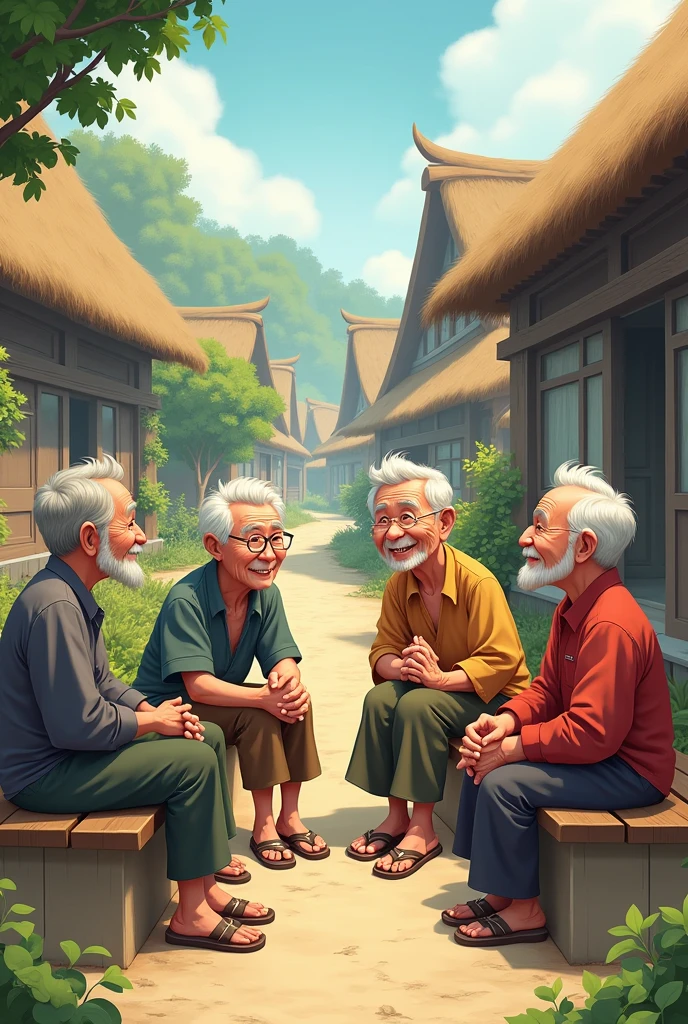गांव के बूढ़े लोग एक दूसरे से बात करते हुए इमेज इन animation