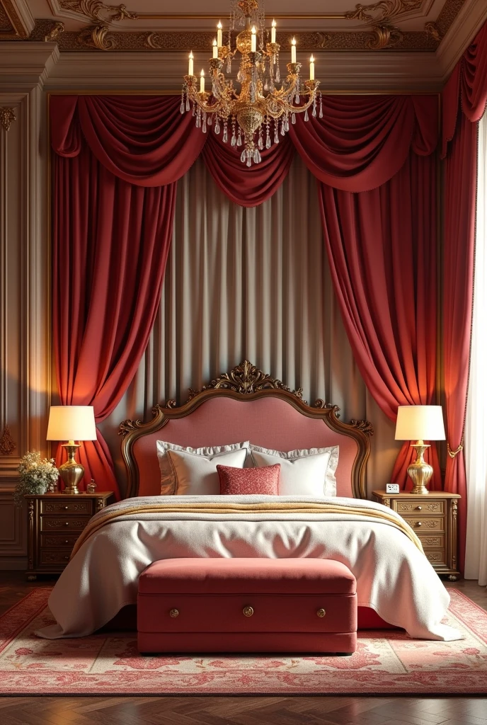 (professional 3d rendering:1.3) af (Actual:1.3) world's best artwork, (((full interior for the most luxurious royal style bedroom)), 8k unified rendering, lighting very good light, bold shading, Detail, extremely detailed, (vibrant, photo-realistic, Realistic, Sharp focus, 8K) , (Very detailed:1.4), Digital painting, rendering by octane, art station, concept-art, smooth, Sharp focus, illustration, (Global lighting, Studio light, volumetric lighting), art station