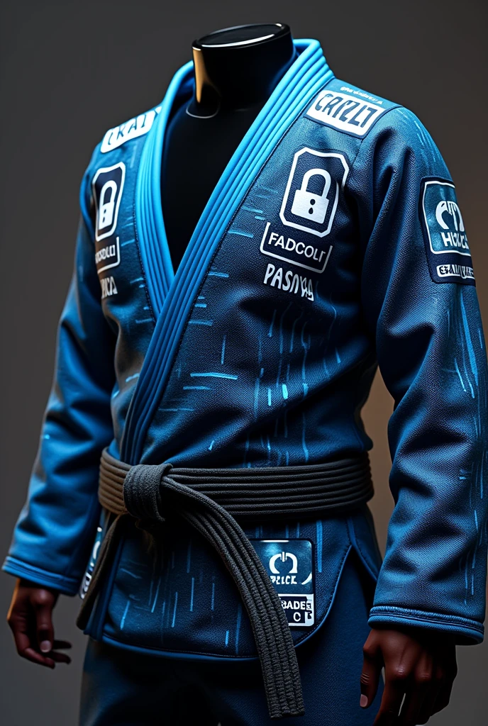 Make a sticker or stickers to personalize my bjj kimono with cybersecurity references 