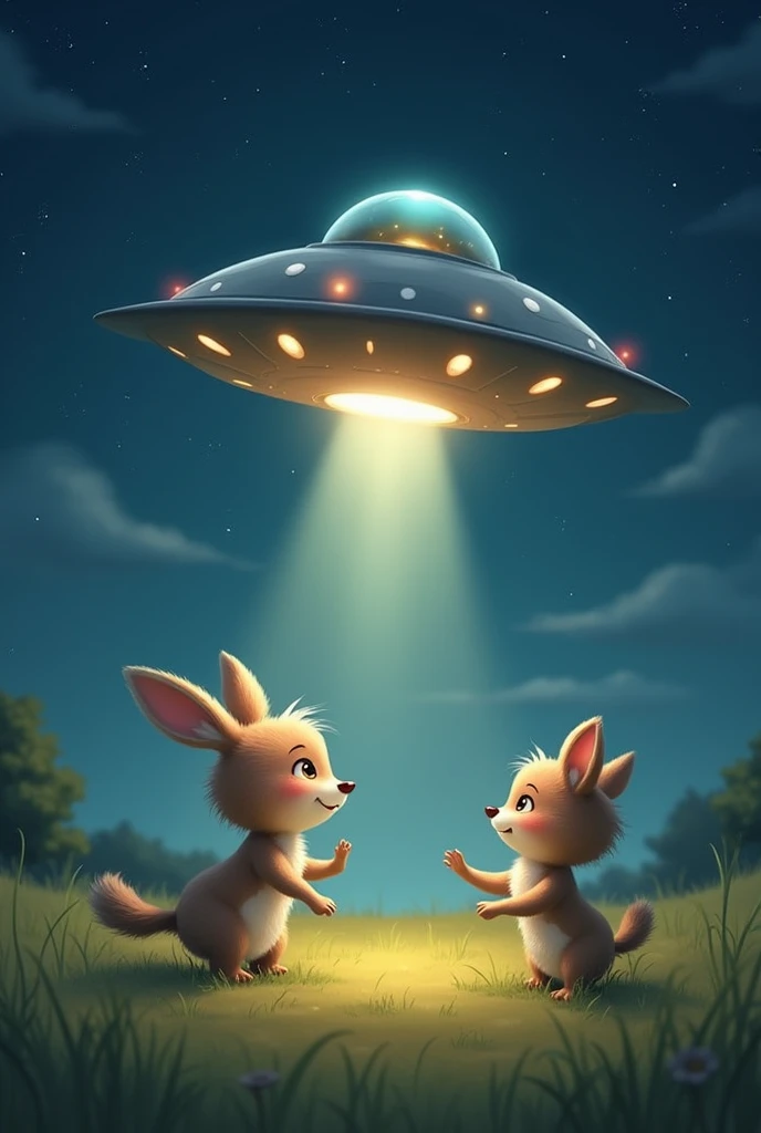Cute animal on ufo