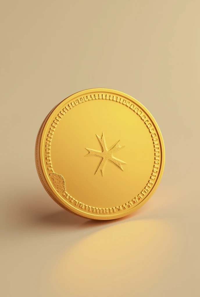 A gold coin with a light teeth mark on it
