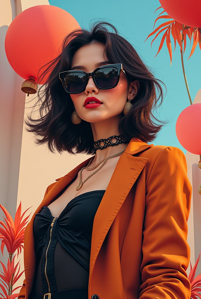 a girl wear sunglass for Optix in Drawing theme
