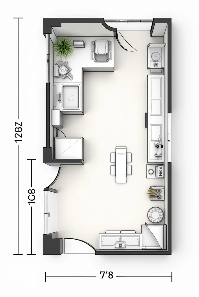 make me a floor plan kitchen layout dishwashing area