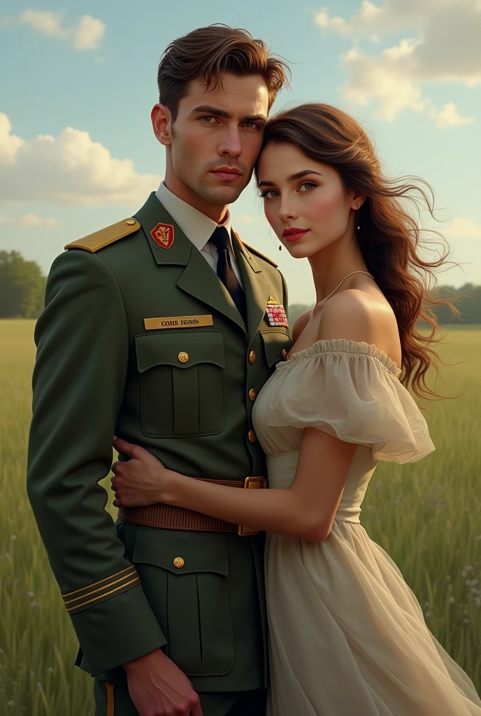 The army man with beutiful girl
