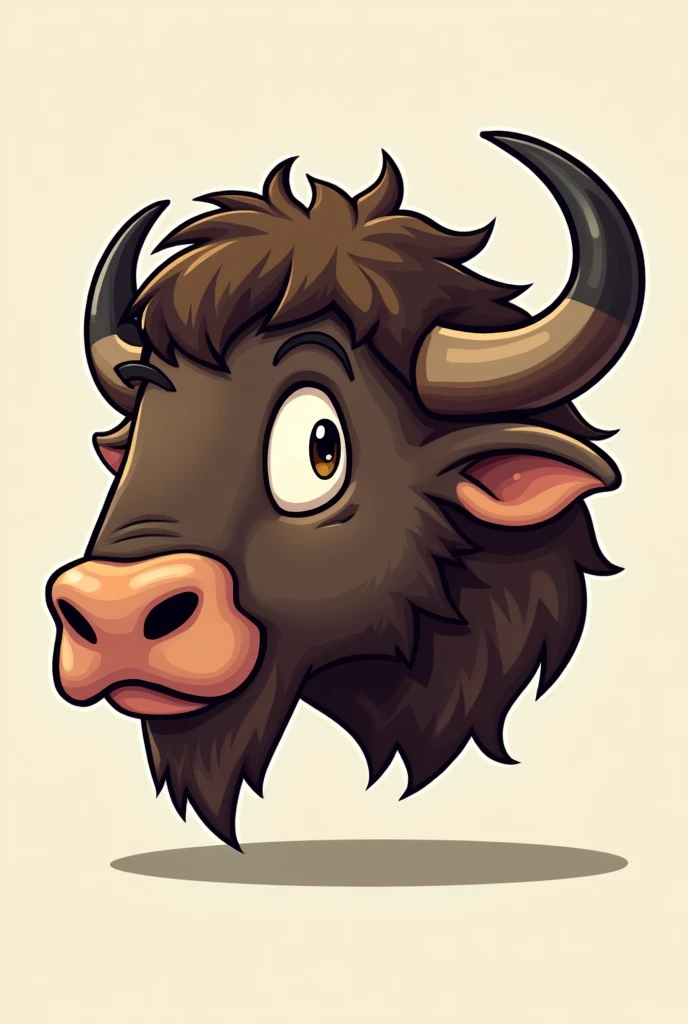 Buffalo Side face  with horn down  cartoon picture