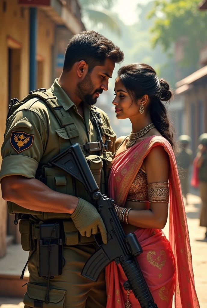 The army man with beutiful girl indian