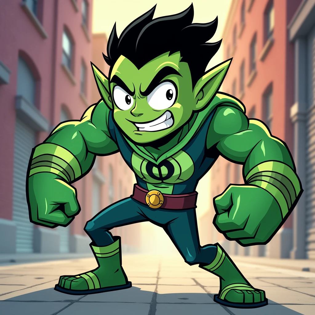Cool cartoon design of beast boy in teen titans animation