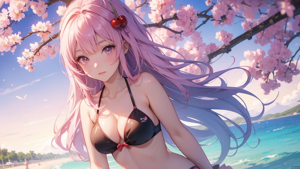 anime girl in a bikini posing on the beach with a cherry tree, best anime 4k konachan wallpaper, seductive anime girl, 4k anime wallpaper, anime style 4 k, anime wallpaper 4k, anime wallpaper 4 k, smooth anime cg art, ultra hd anime wallpaper, anime! 4k, anime! 4 k, 4 k manga wallpaper