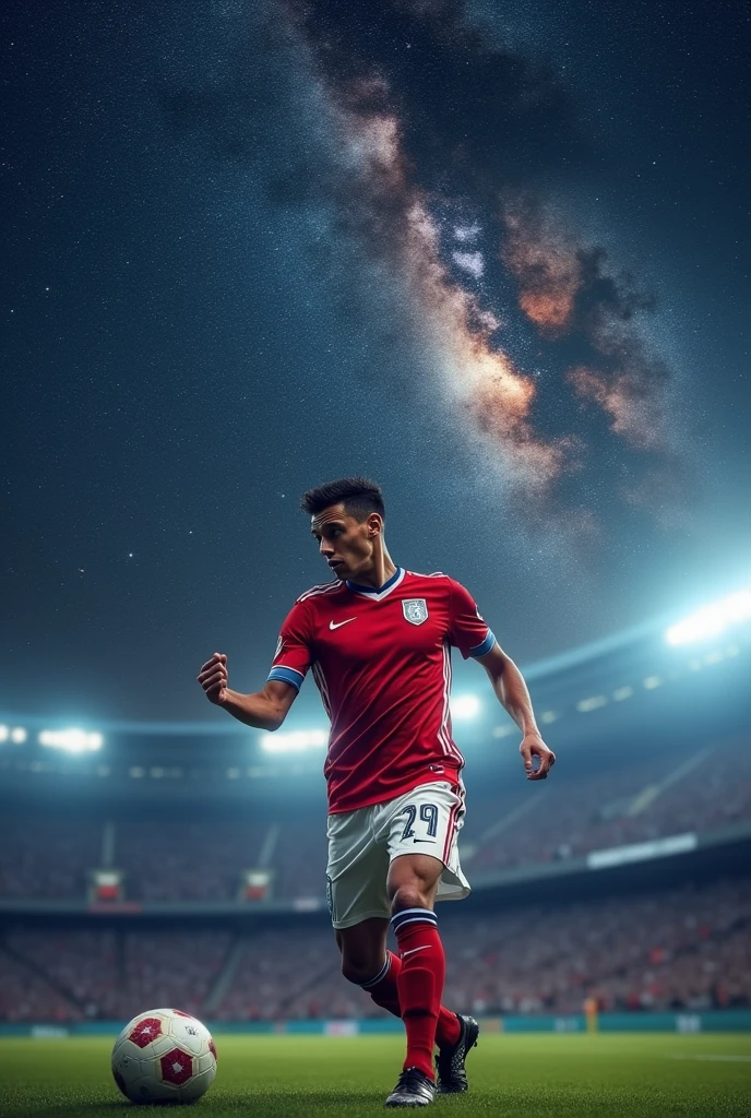 a River Plate soccer player, Argentina in the celestial space