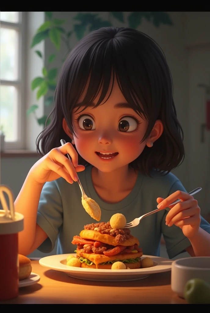 A eating food