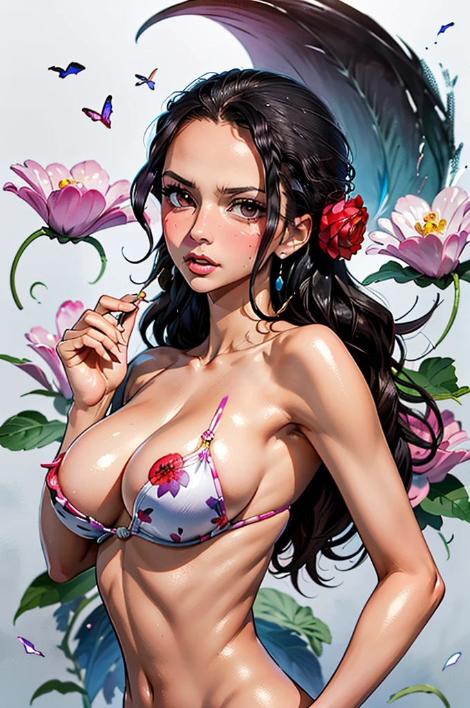 (​masterpiece, best quality),  Viola, Hair decoration, flower, jewellery, naked, hyper breasts, blush.