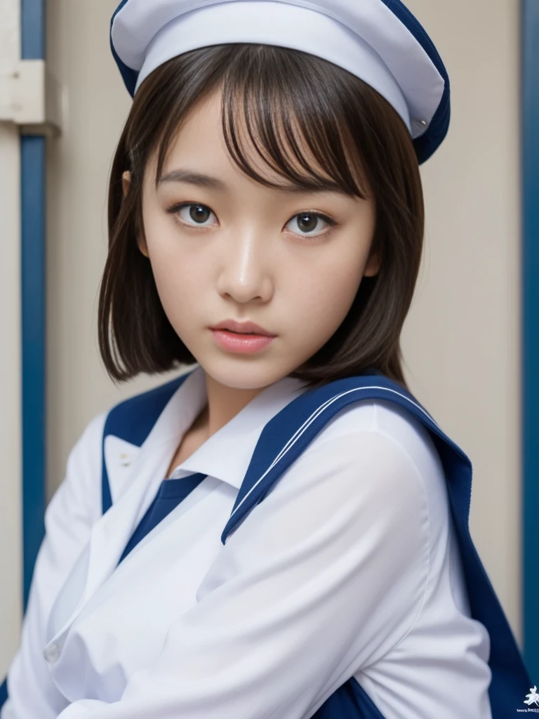 Beautuful Women、18year old 、body shot、80mm、bangss、hotel、NSFW、a sailor suit
