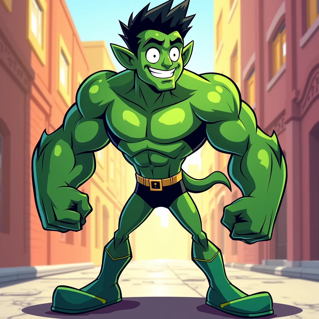 Cool cartoon design of beast boy in teen titans animation
