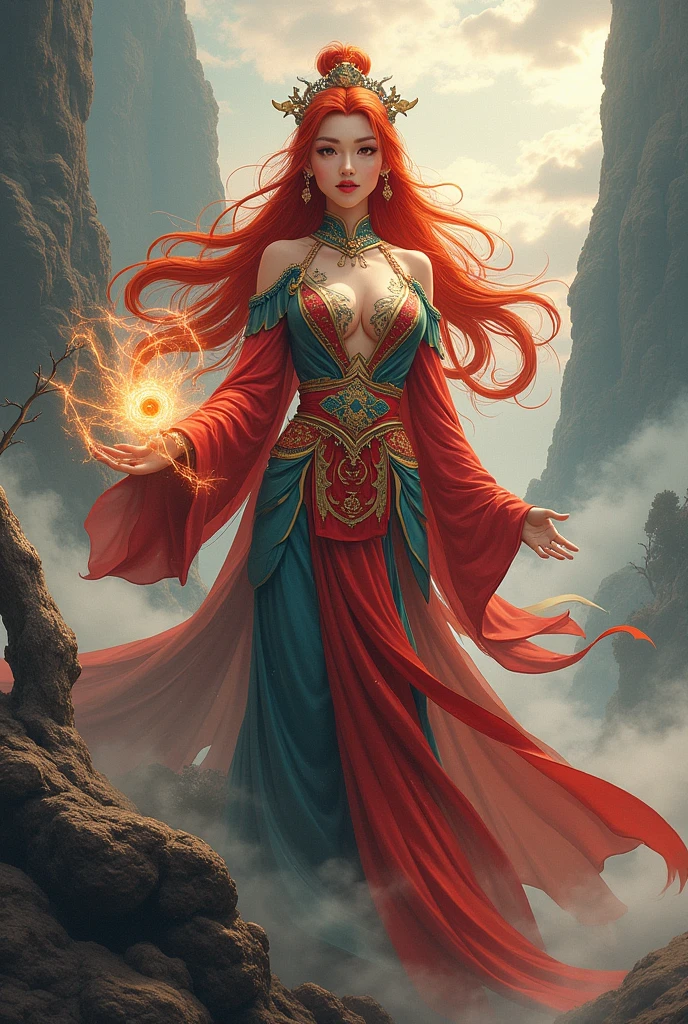 Red long hair woman in cultivation world (chinesse manhua) 