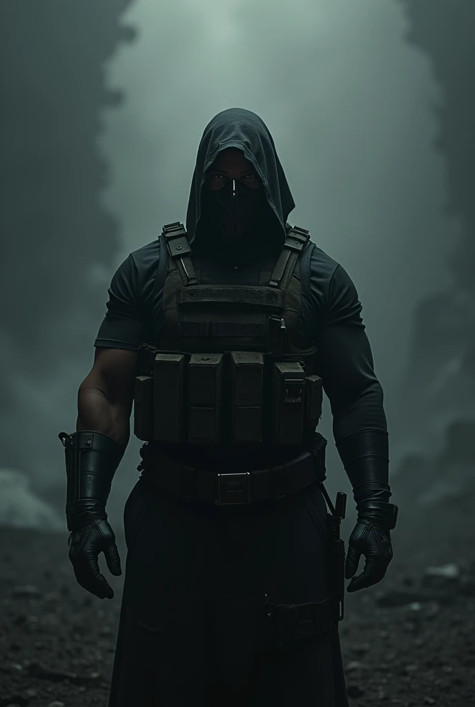 A man image with mask and dangerous black background  