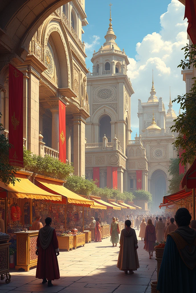 A king's palace has clothing shops