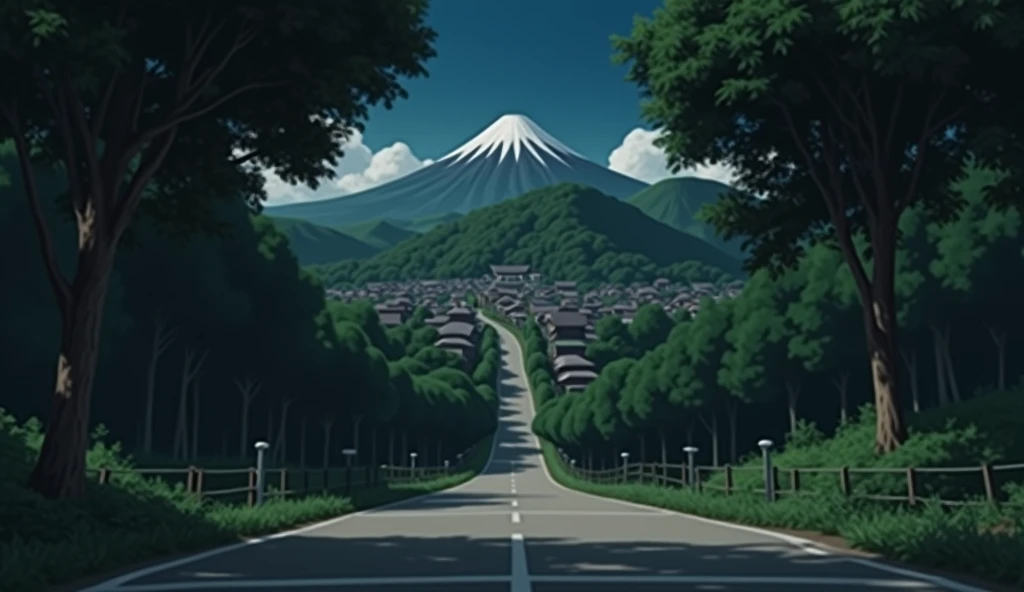 outside a Japanese village on the stop of an mountain, no people, landscape, In the style of Makoto Shinkai。master piece, ultra detail, precision, ultra-realistic,