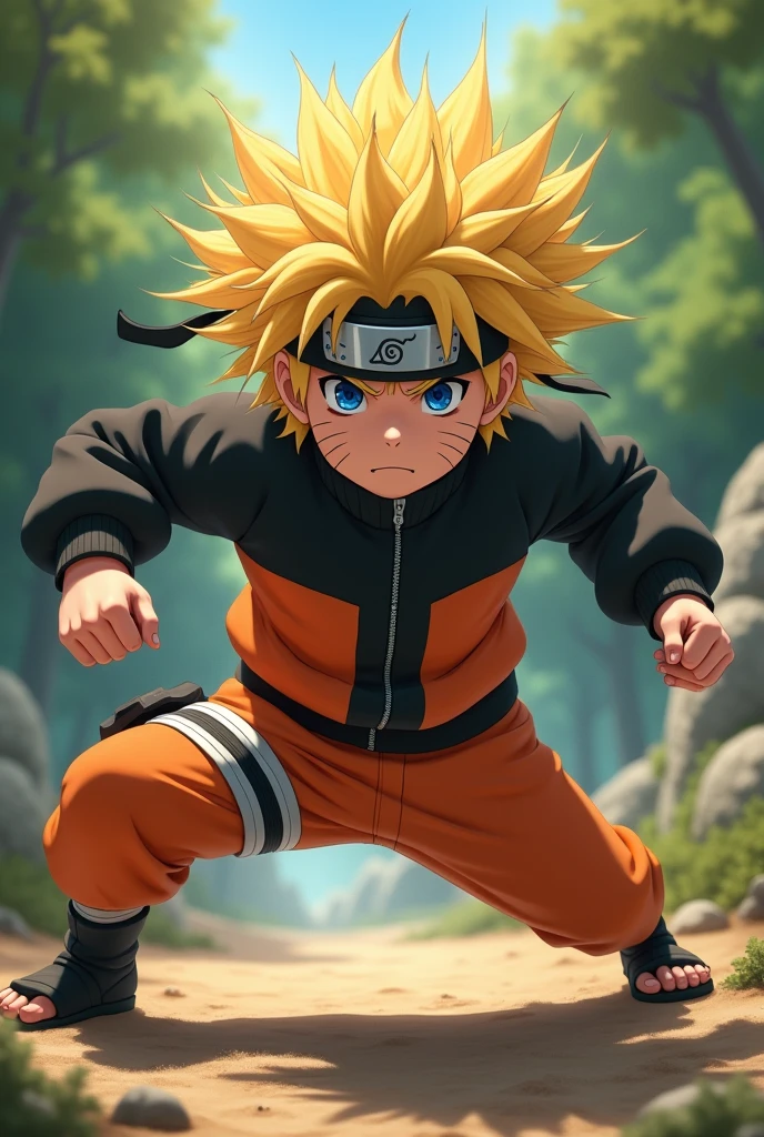 Naruto training with curly hair 

