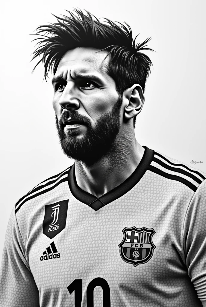 Make a messi's drawing by using small football