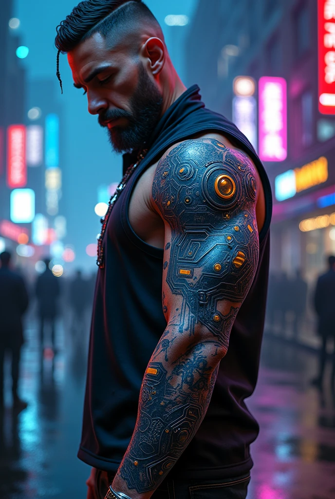 Tatoo techno underground todo braço