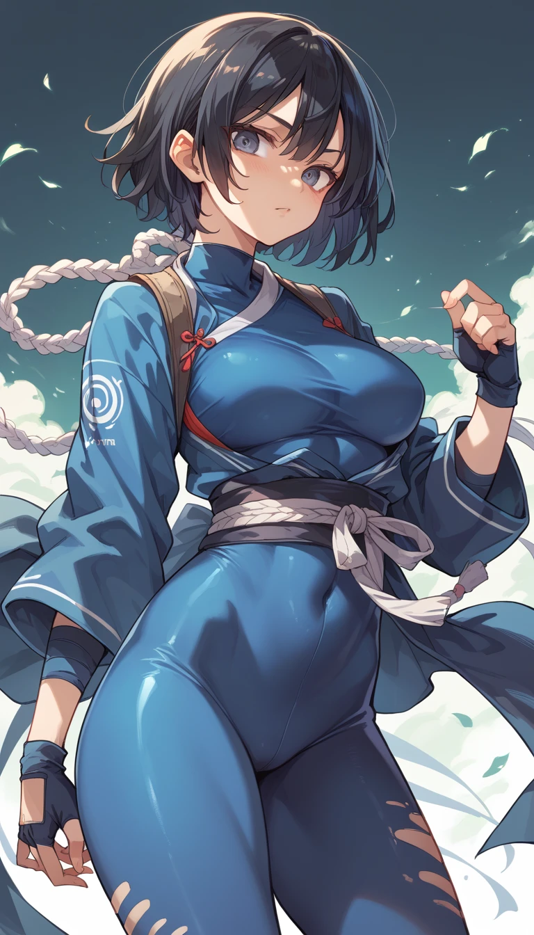 Bodysuits、Female ninja、modern style、Black Hair Girl、Equipped with a kunai