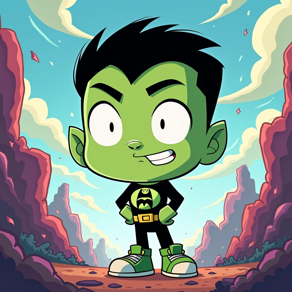 Cool cartoon design of beast boy without body and tall in teen titans goo animation