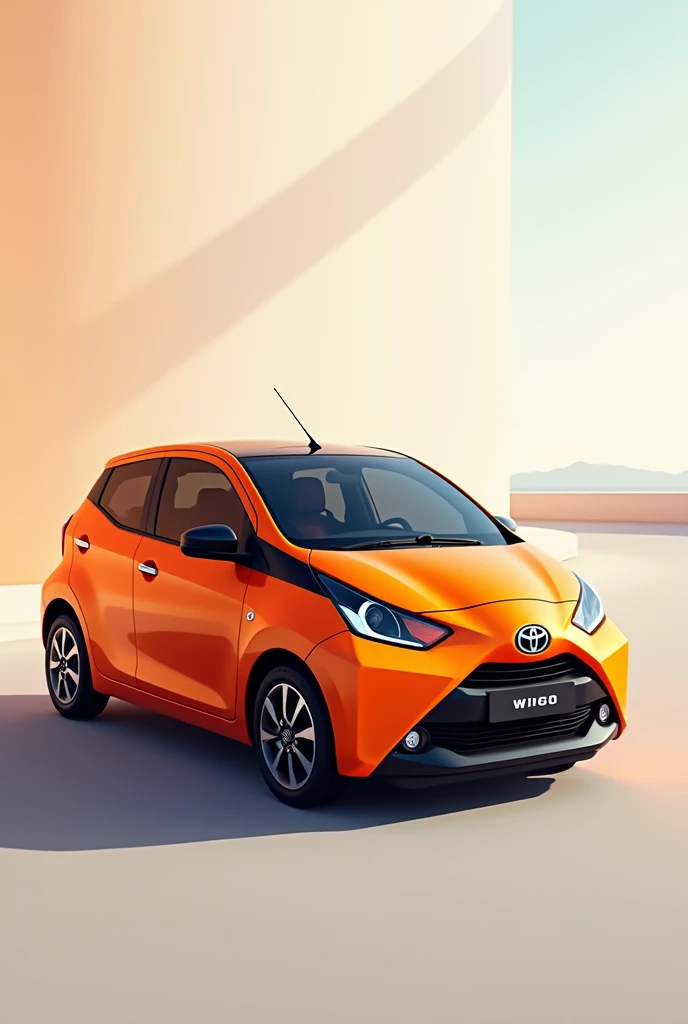 Toyota wigo hatchback car colored orange with white lining