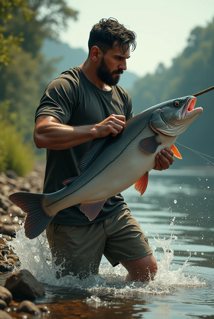 Messi is catching a big catfish