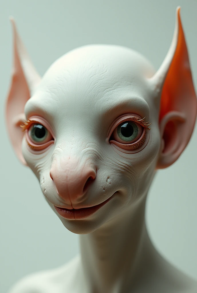 A face that has an ear for a nose