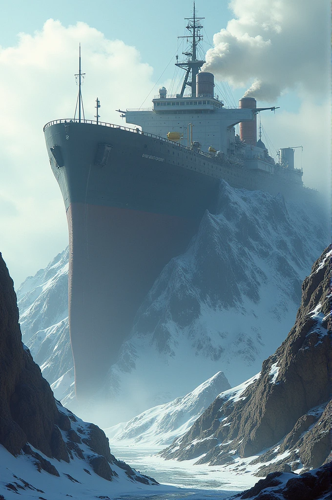 Tanker ship on mountain