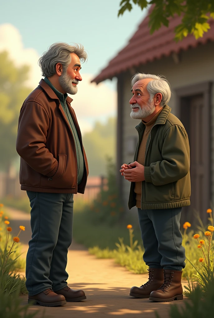 गांव का बूढ़ा आदमी दूसरे आदमी से बात करते हुए इमेज इन animation 
