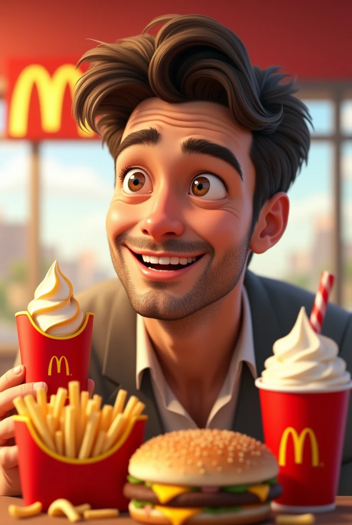 I(handsome guy)Love McDonald's so much(love),I愛吃麥當勞大麥克漢堡,I愛吃麥當勞薯條,I愛吃麥當勞冰炫風,I愛喝麥當勞可樂