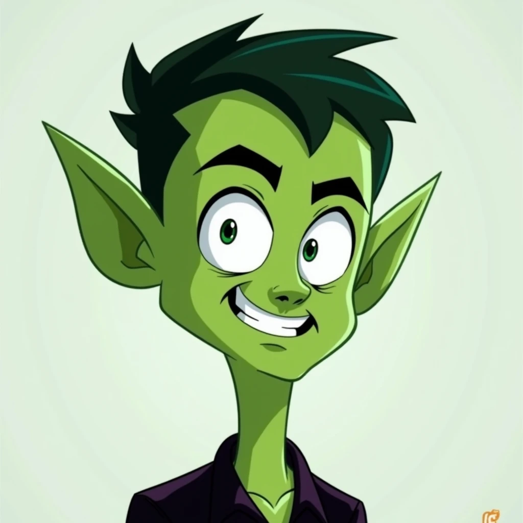 Beast boy cartoon design without body and tall and without big head in teen titans animation